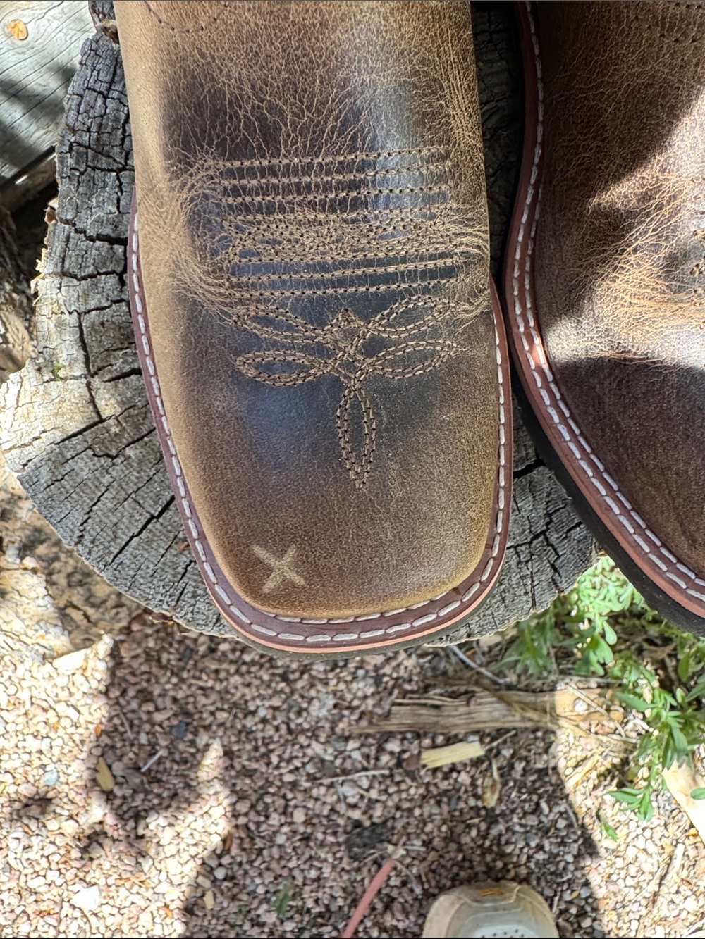 Laredo Brown Leather Foot and Mint Green Stitch Shaft Heeled Cowboy Boots - Picture 5 of 6